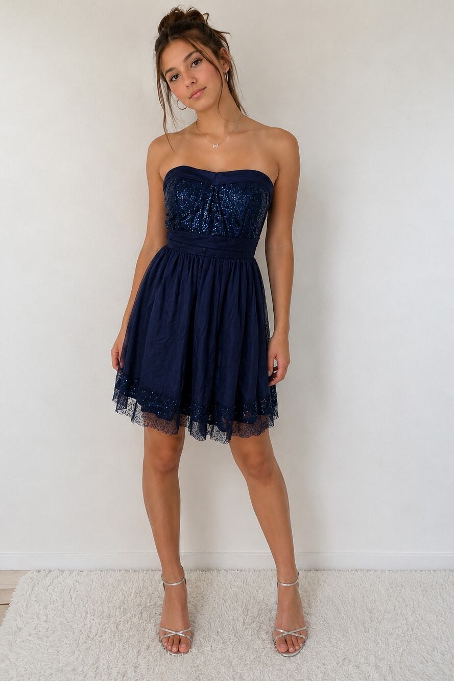 Delia's Navy Sequin Strapless Cocktail Dress Women's Size 7 Prom Party